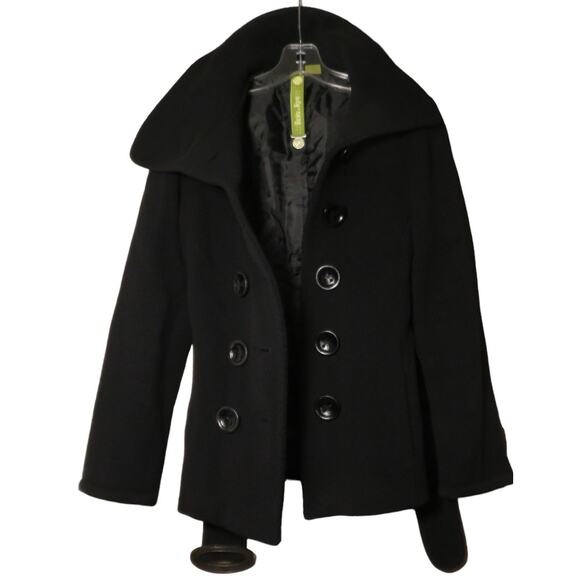 Soia & Kyo Wool Pea Coat Jacket Belted Women's Petite Small Black - Picture 5 of 15
